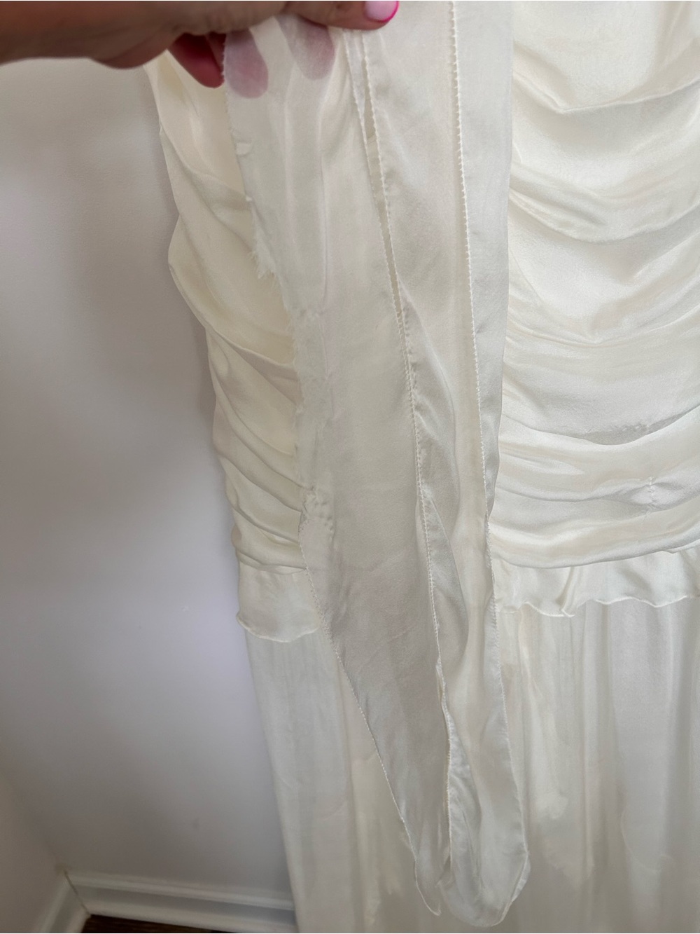For Love & Lemons Bridal Ruched Satin Puff Sleeve Mini Dress Ivory S - Picture 16 of 16